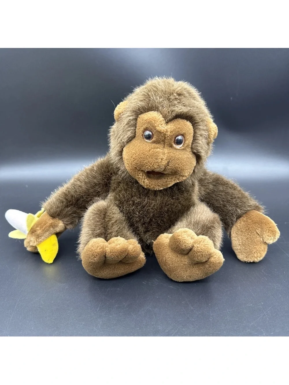 Dakin Plush Brown Monkey Toy with Banana - Soft Cuddly Stuffed Animal
